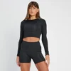 MP Women's Tempo Reversible Long Sleeve Crop Top - Black -Damen Fitnessbekleidung Verkäufe 13808920 1365026082302143