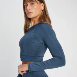MP Women's Tempo Reversible Long Sleeve Crop Top - Deep Slate -Damen Fitnessbekleidung Verkäufe 13808928 1495026084535568