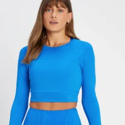 MP Women's Tempo Reversible Long Sleeve Crop Top - Electric Blue -Damen Fitnessbekleidung Verkäufe 13808936 2005026083075753