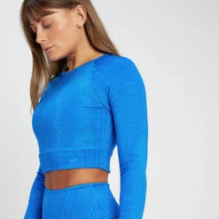 MP Women's Tempo Reversible Long Sleeve Crop Top - Electric Blue -Damen Fitnessbekleidung Verkäufe 13808936 8175026083025923