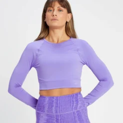 MP Women's Tempo Reversible Long Sleeve Crop Top - Paisley Purple -Damen Fitnessbekleidung Verkäufe 13808944 1455026082150070