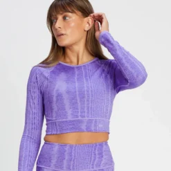 MP Women's Tempo Reversible Long Sleeve Crop Top - Paisley Purple -Damen Fitnessbekleidung Verkäufe 13808944 1475026082092956
