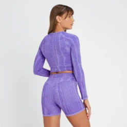 MP Women's Tempo Reversible Long Sleeve Crop Top - Paisley Purple -Damen Fitnessbekleidung Verkäufe 13808944 1675026082044908
