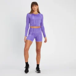 MP Women's Tempo Reversible Long Sleeve Crop Top - Paisley Purple -Damen Fitnessbekleidung Verkäufe 13808944 2415026082004549